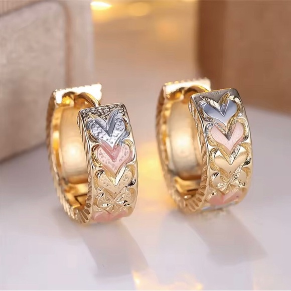 New 14k Foil Finished Small Gold Hoop Earrings - Picture 2 of 5